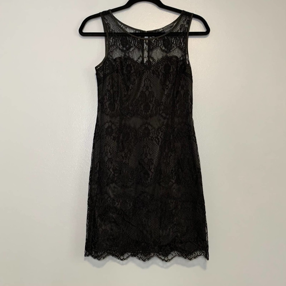 Armani Exchange Black Lace Mini Sheath Dress 0